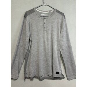 MSX‎ Michael Strahan Mens Gray Long Sleeve Henley Shirt Size Large